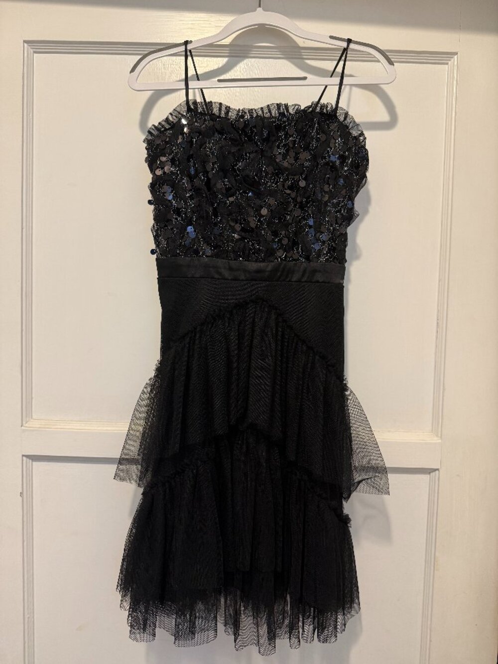 NWOT City Studio Black Sequined + Tulle Dress